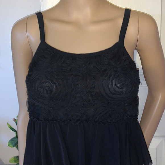 Black ruffle roses layered rhumba ruffles tunic mini dress tank top S - Picture 8 of 11